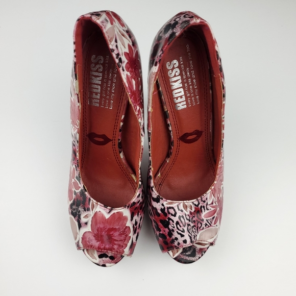 RedKiss Red Floral Platform Heels Size 7 - Picture 3 of 8